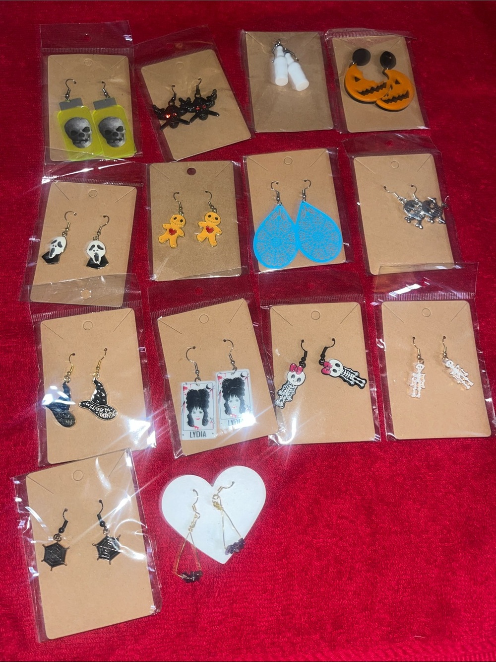 (14) Halloween Themed Assorted Dangle Earrings - Multi Color